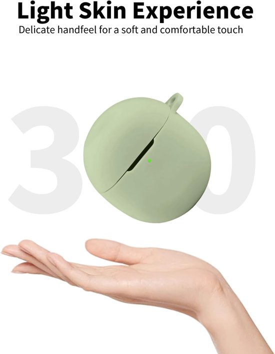 hoes voor Google Pixel Buds 2a oordopjes, schokbestendig, waterdicht, zacht en duurzaam, met koord, sleutelhanger en reinigingsgereedschap, matcha groen — afbeelding 3