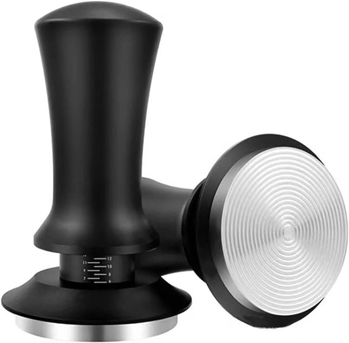 58 mm, koffiestempel met 2-veer-auto-rebound, roestvrij staal 304, tamper-barista-accessoires voor zeefdrager voor barista koffielievers, zwart