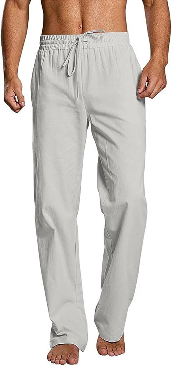 Broek voor heren, casual zomerstrandbroek, effen kleur, losse pasvorm, rechte beenbroek