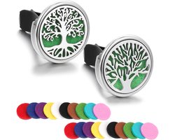 2 stuks diffuser voor etherische olie voor de autoventilatie, aromatherapie-clip van roestvrij staal, diffuser voor etherische olie, auto-lucht, met 20 pads