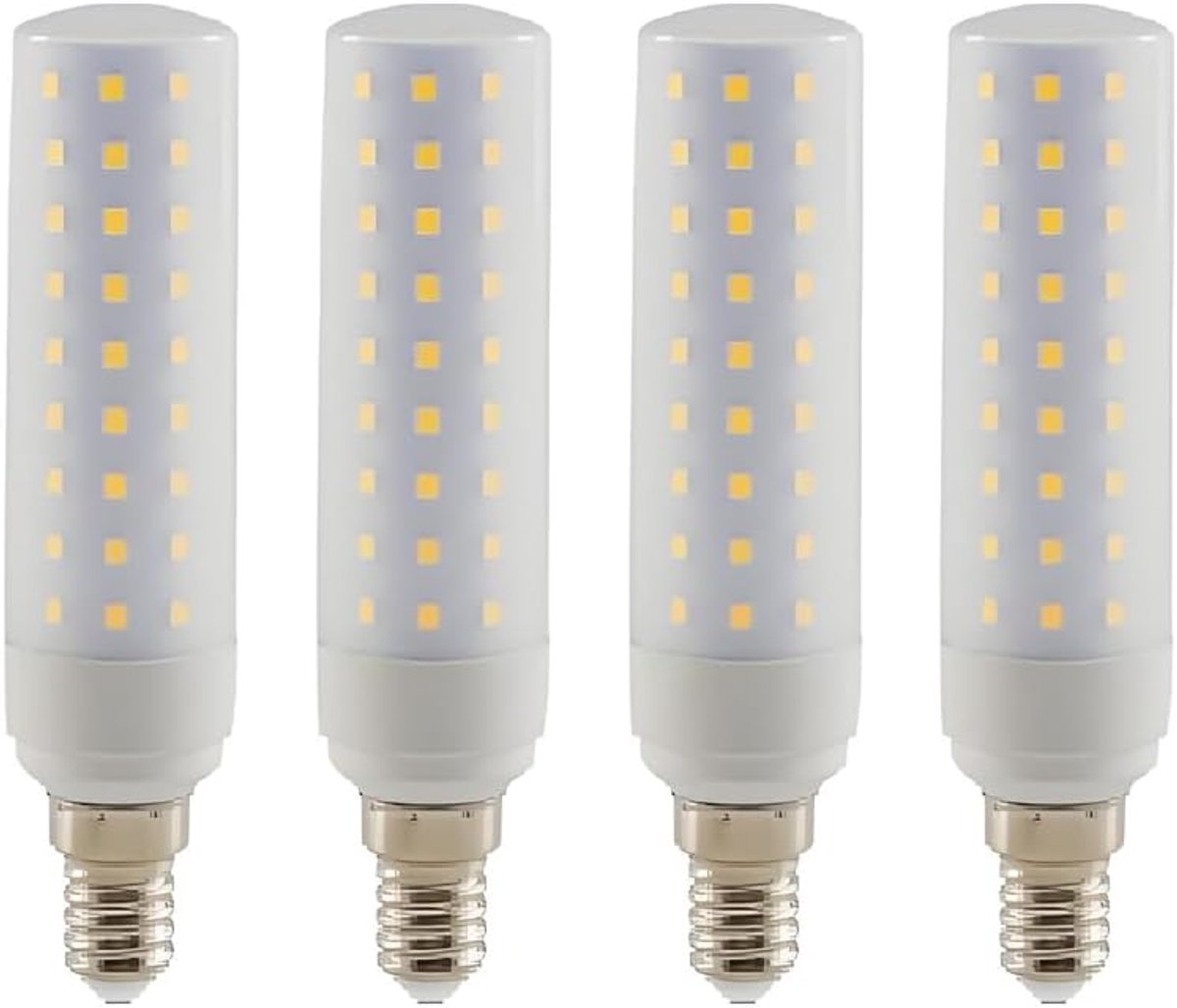 e14 koud wit 6000 K, Edison schroef, 15 W komt overeen met een halogeenlamp van 150 W, 96 × 2835 SMD LED, 360 graden stralingshoek, 1500 lm, niet dimbaar, 4 stuks