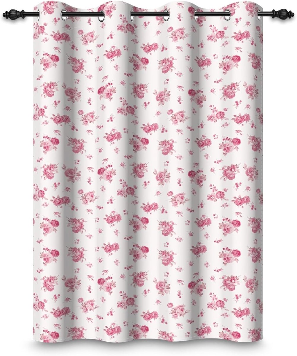 107 x 160 cm wildbloem ooggordijnen rustiek rood natuurlijke kleine bloemen boerderij tuin geïsoleerd thermische verduisteringsgordijnen voor slaapkamer woonkamer eetkamer keuken 1 enkel