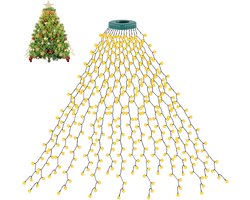 Cshare 3 m kerstboomverlichting met ring en 592 leds, 16 slingers, stekker met 8 modi, IP44 waterdicht, timer, kerstverlichting voor 1,8-3 m kerstboomversiering, warmwit