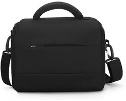 Cameratas voor dames en heren, draagbare Oxford doek compacte crossbody-hoes slijtvast voor DSLR/SLR/spiegelloze camera's (zwart, groot)