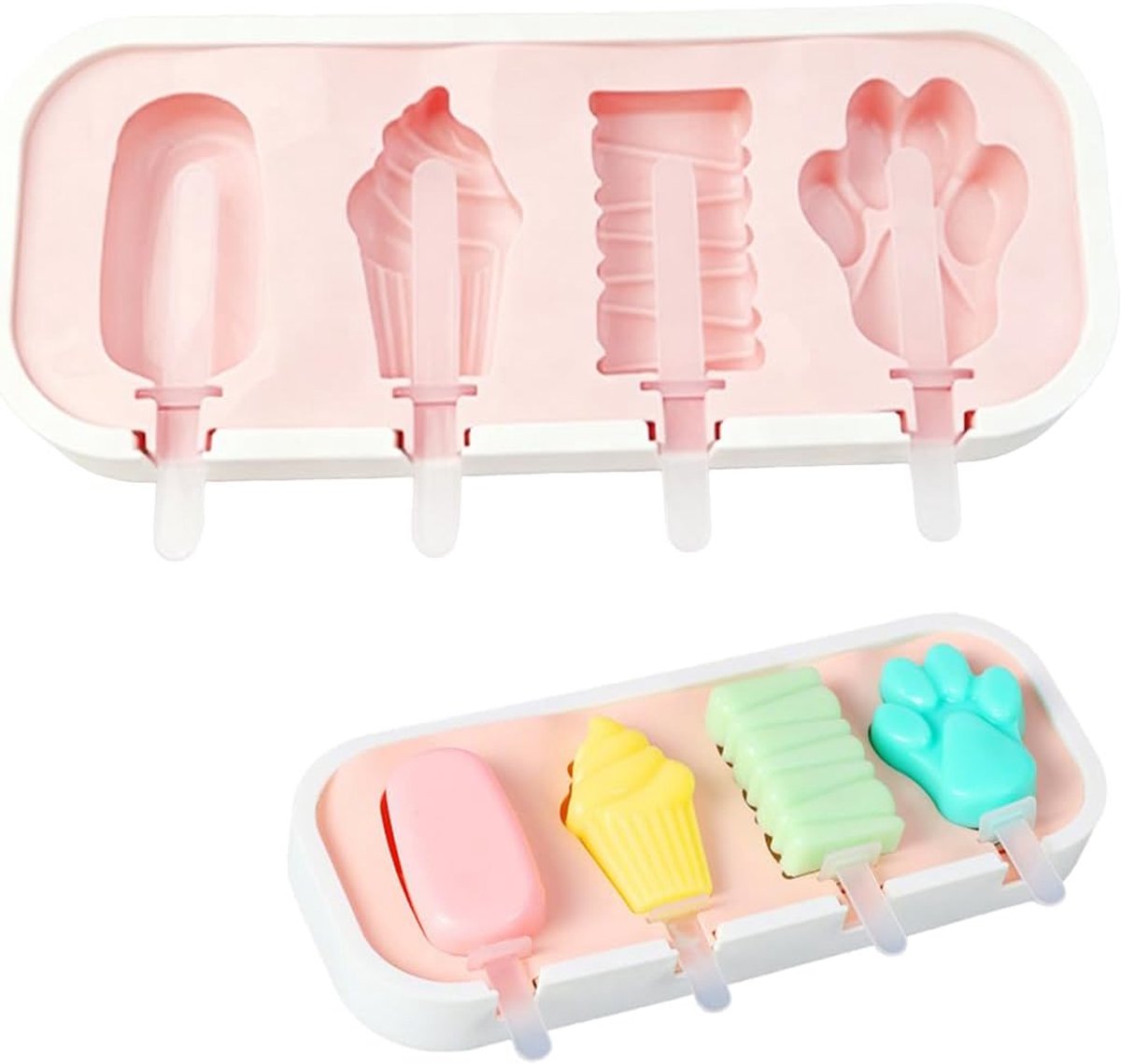 4 Pezzi Ghiaccioli In Plastica, Stampi Per Ghiaccioli Riutilizzabili Con Bastoncino E Coperchio, Per Famiglia E Picnic, Rosa