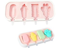 4 Pezzi Ghiaccioli In Plastica, Stampi Per Ghiaccioli Riutilizzabili Con Bastoncino E Coperchio, Per Famiglia E Picnic, Rosa