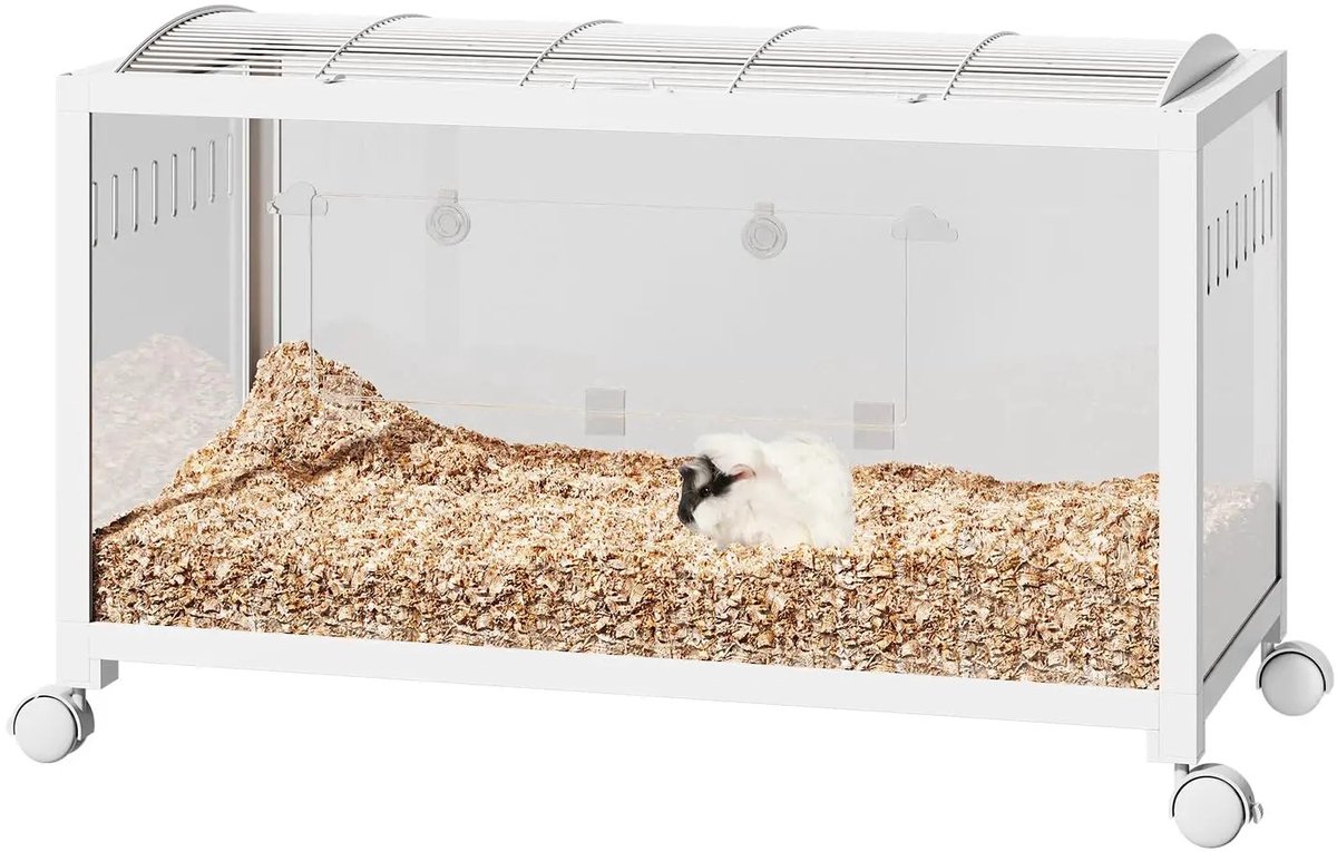 VILIMA - Hamsterkooi - Grote hamsterkooi - Ruim leefgebied - Stapelbaar ontwerp - Glas - Voor hamsters, muizen - 96x47x50 cm