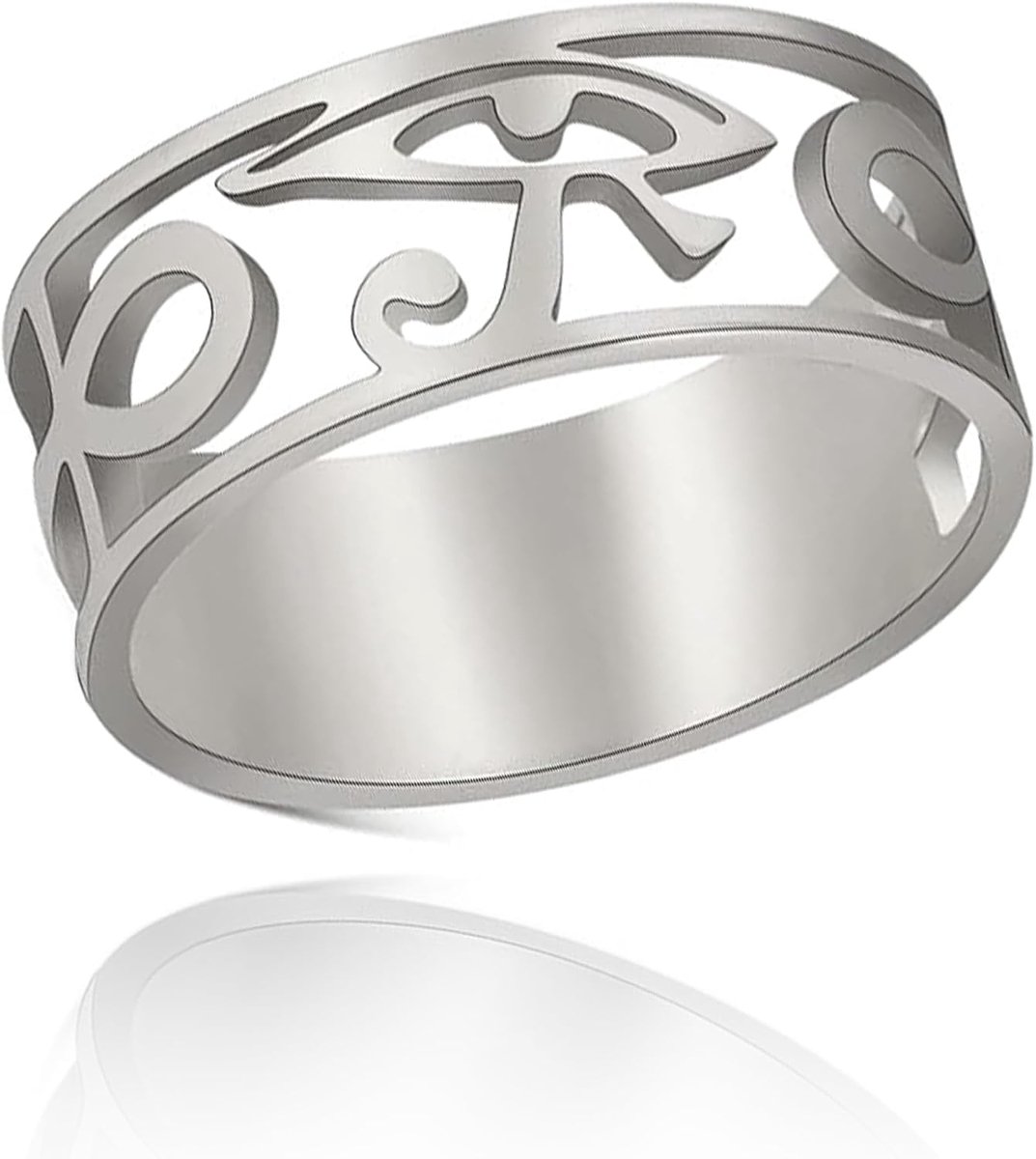 Oog van Horus Ring Egyptische Ankh Cross Angst Spinner Ring Roestvrij Staal Mannen Ring Roterende Fidget Ring Stress Relieving Bruiloft voor Vrouwen Paar Belofte