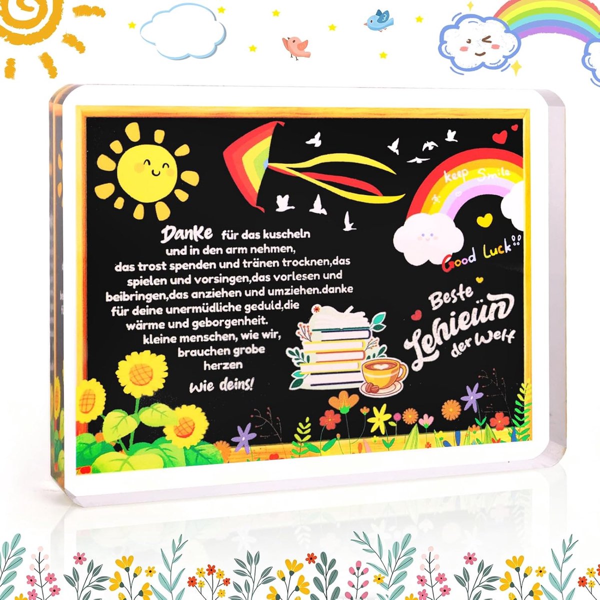 Cadeau, opvoeder cadeau afscheid met spreuk, hartvormig acryl woondecoratie UV-print, bedankje afscheidscadeau kleuterschool, dank je dat je me hebt geholpen bij het groeien