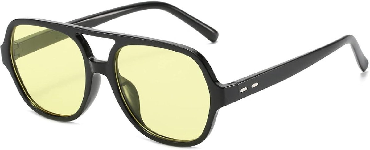 Brug Mannen Zonnebril Klassieke Vierkante Vintage Zonnebril Lady Outdoor Strand Zonnebril Uv400-C3 Geel