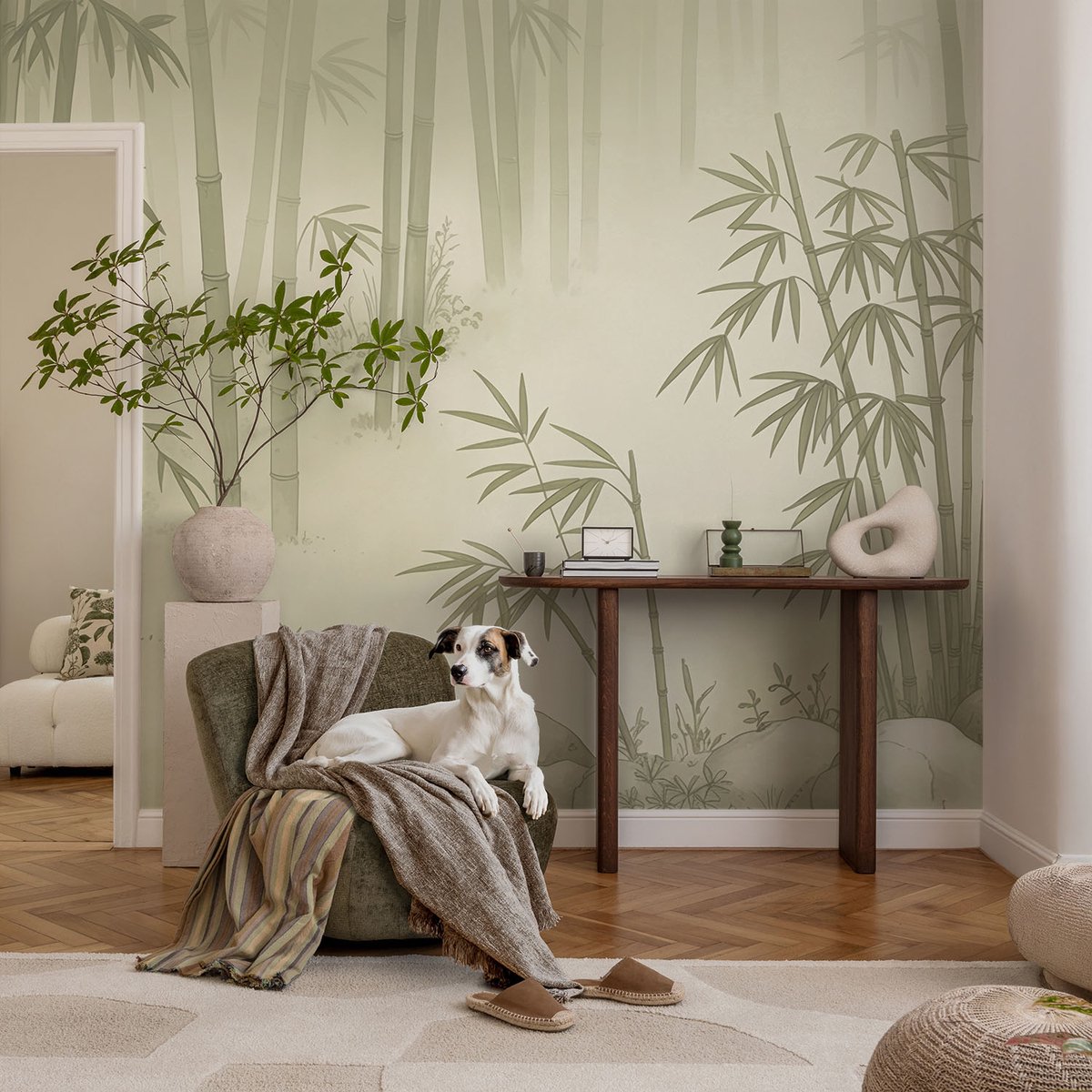 Coloray Vliesbehang - Groente Snellijm Behang - 104x70 cm - Vreedzaam Landschap Muurschildering - Gang behang Bloemen En Planten - Fotobehang Vlies - Slaapkamer behang