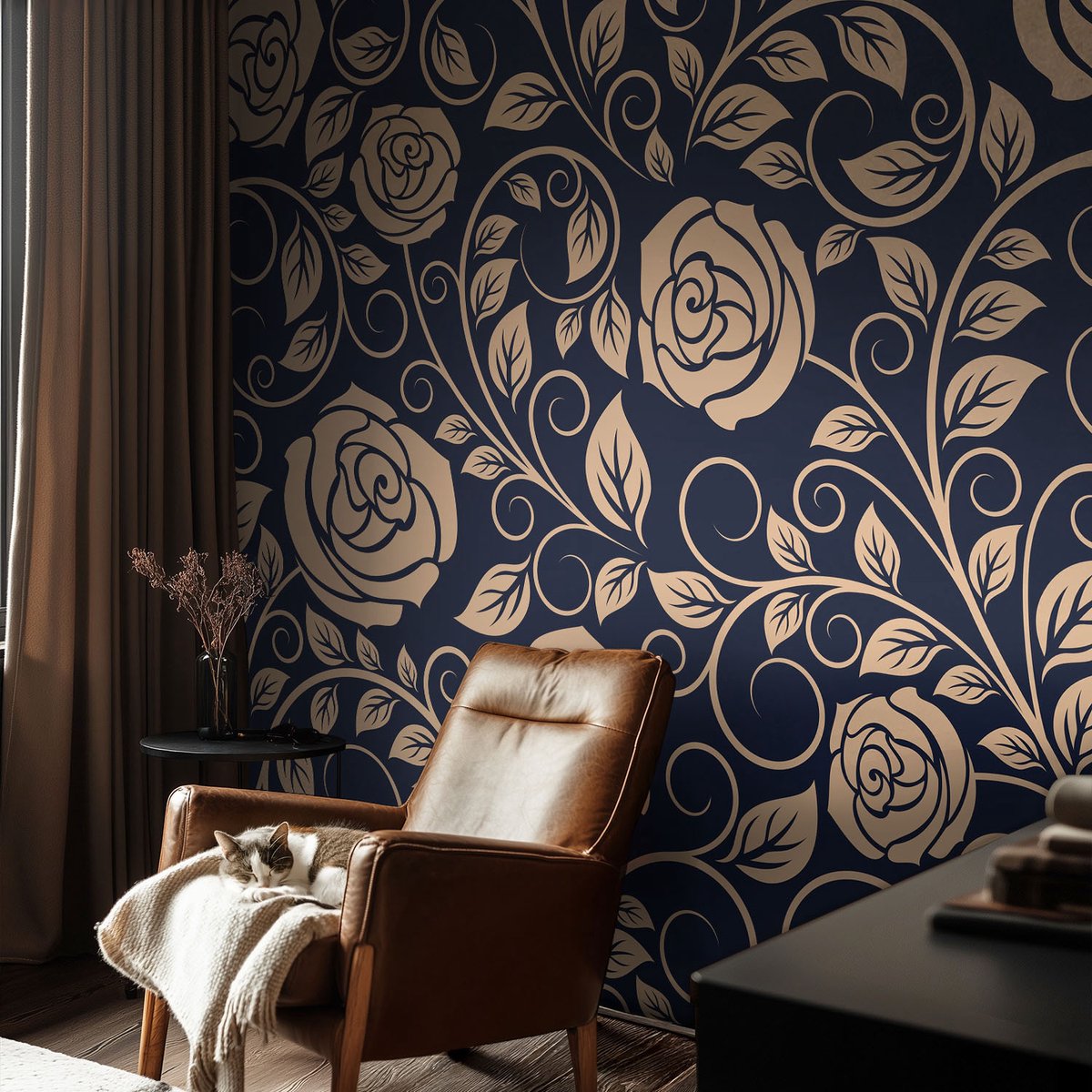Coloray Vliesbehang - Marine Snellijm Behang - 104x70 cm - Romantische Bloemen Muurschildering - Gang behang Achtergronden En Patronen - Fotobehang Vlies - Gang behang