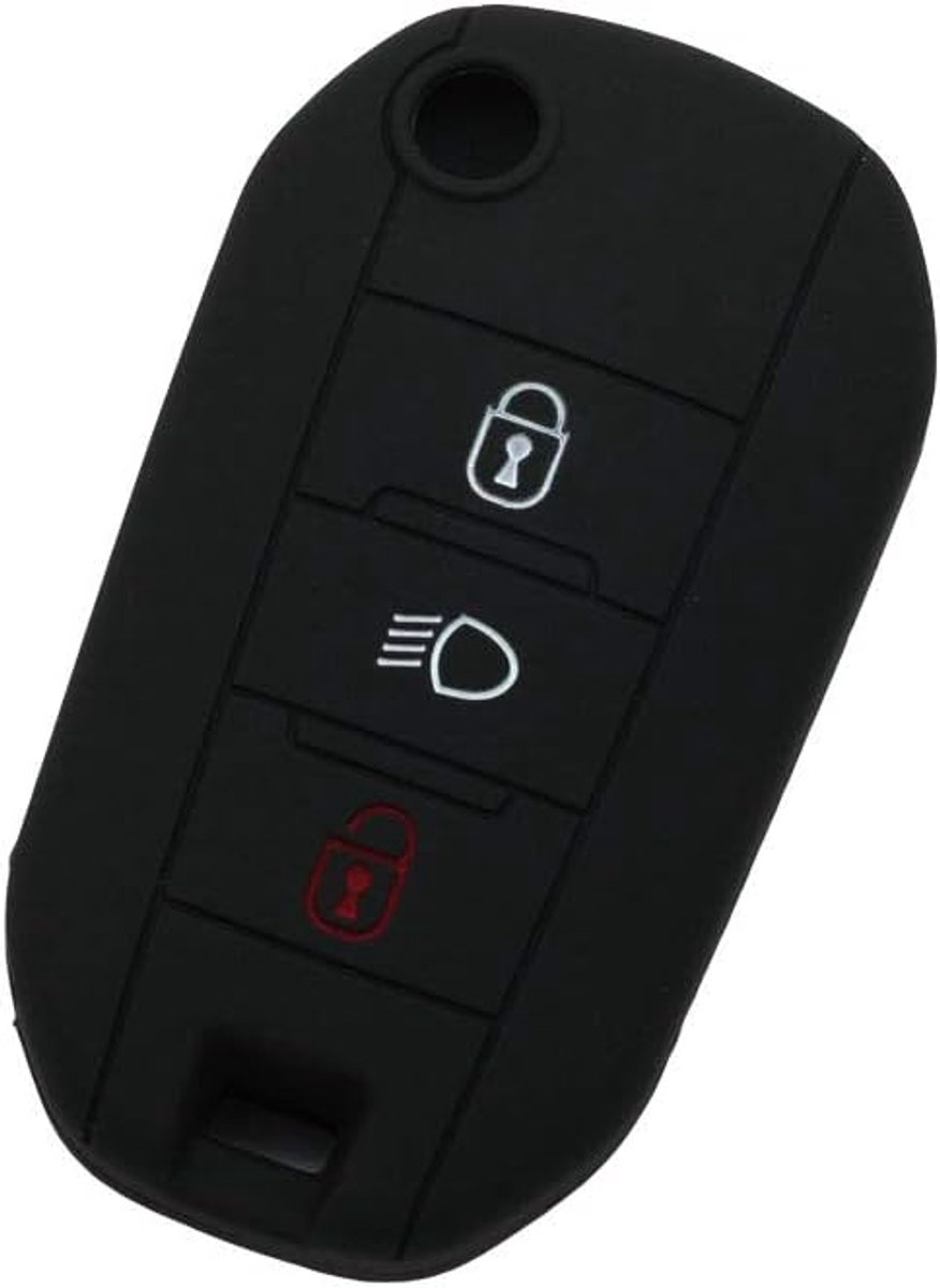 hoes beschermer hoesje houder skin jas compatibel met Peugeot CITROEN 3 knoppen flip afstandsbediening sleutelhanger w/licht symbool CV9306 zwart