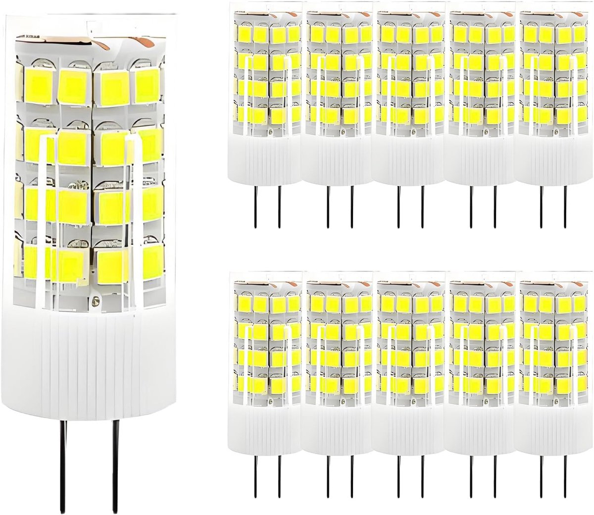 Ledlampen, 5 W,koudwit, 6000 K, 360 graden stralingshoek, komt overeen met 50 watt halogeenlampen, AC/DC 12 V, niet dimbaar, flikkert niet, verpakking van 10 stuks