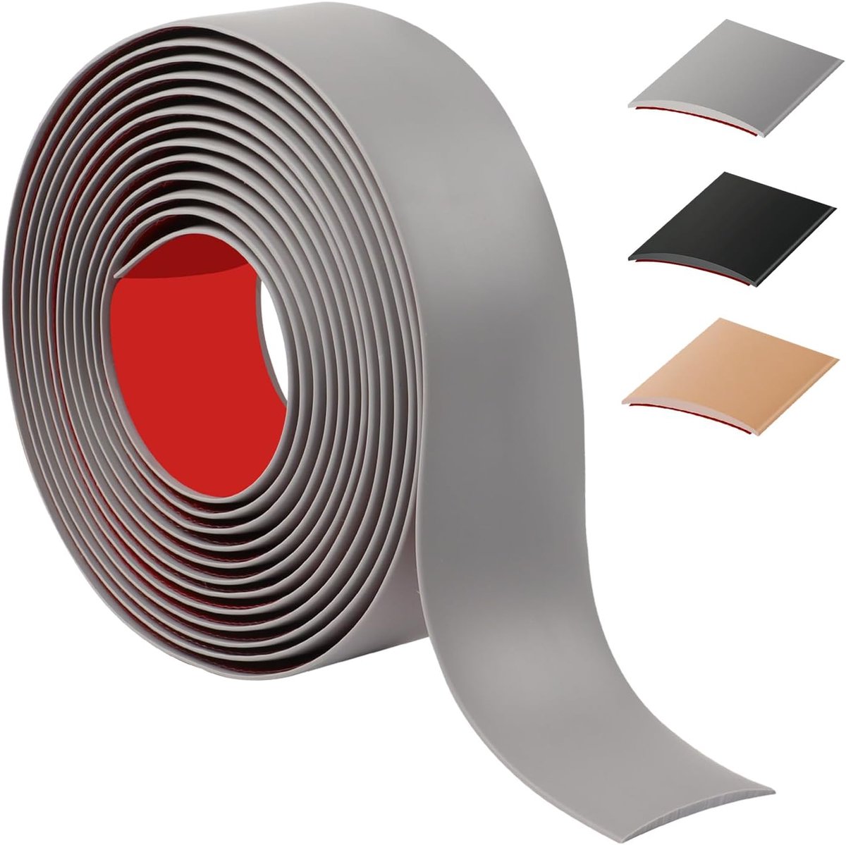 400 cm overgangsprofiel, zelfklevend, flexibele overgangslijst, zelfklevend pvc voor keuken, woonkamer, badkamer, drempellijst voor het verbinden van vloervoegen, tegels, laminaat, tapijt (4 cm, grijs