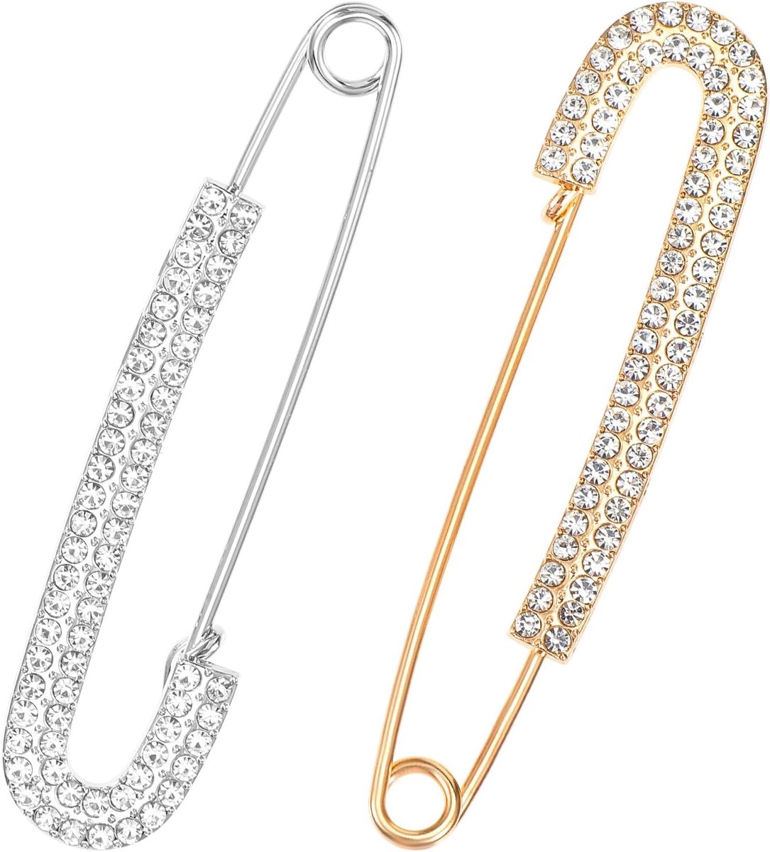 2 stuks broch halslijn en reversspeldjes veiligheidsspeld strass trui clip pinnen sjaal kraag voor dames jurk rok taille, Metaal