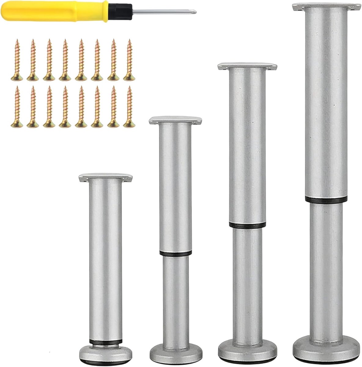 4 Verstelbare Meubelvoetjes,In Hoogte Verstelbare Meubelvoetjes,Metalen Meubelpoten,Krasbestendige Meubelpoten Voor Kasten,Tv-kasten,Bedden (Grijs, 40-70 cm)