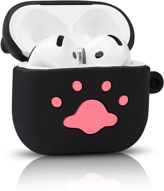 Compatibel met Apple AirPods 4 Hoesje, Beschermhoes, Grappig Schattig Cartoon Afdekking met Sleutelhanger (Zwarte Kat) LEWOTE Compatibel met Apple AirPods 4 Hoesje, Beschermhoes, Grappig — afbeelding 3