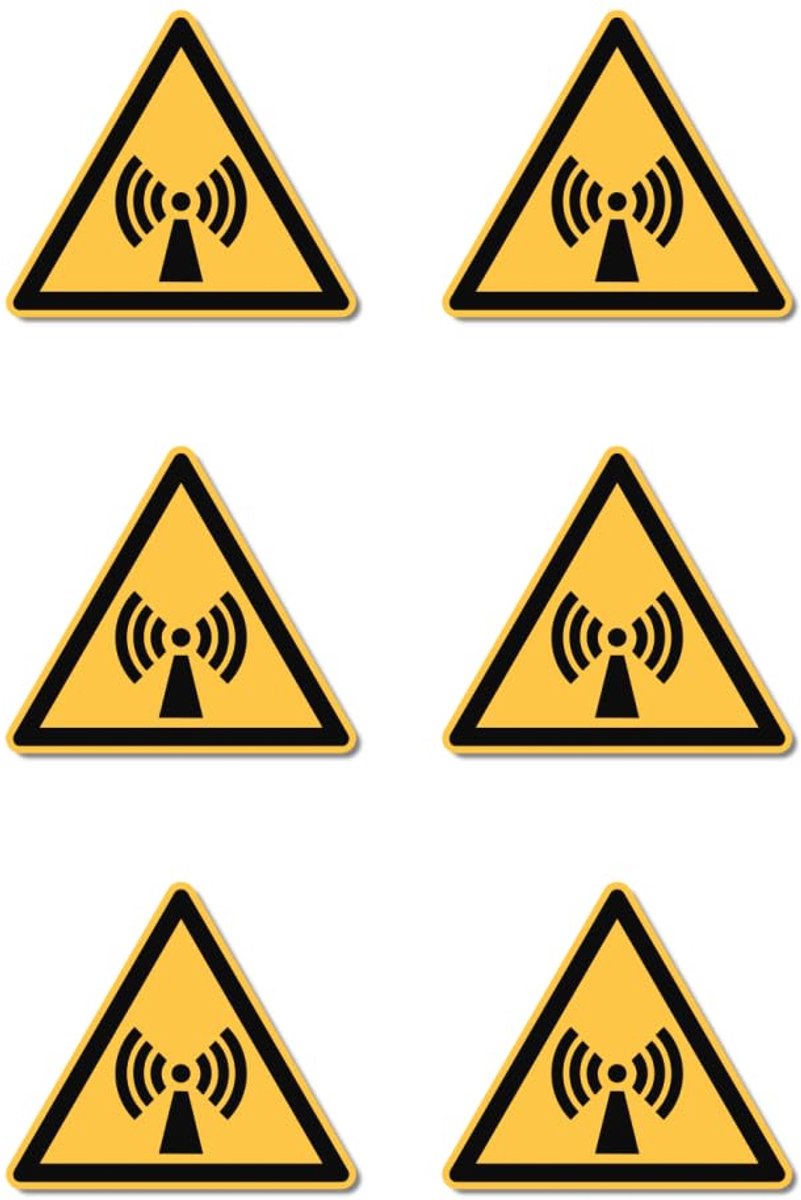 Waarschuwing voor niet-ioniserende straling: W005 - DIN EN ISO 7010 / ASR A1.3 - Stickers: Ø 5 cm, 6 stuks