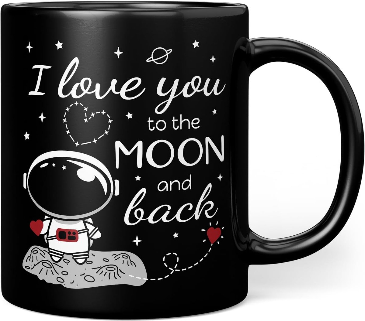 Vrouwen Mannen - Verjaardag Vrouw Man - Kerstcadeaus Vrouwen (I Love You - Moon - Black) Keramiek 330 ml