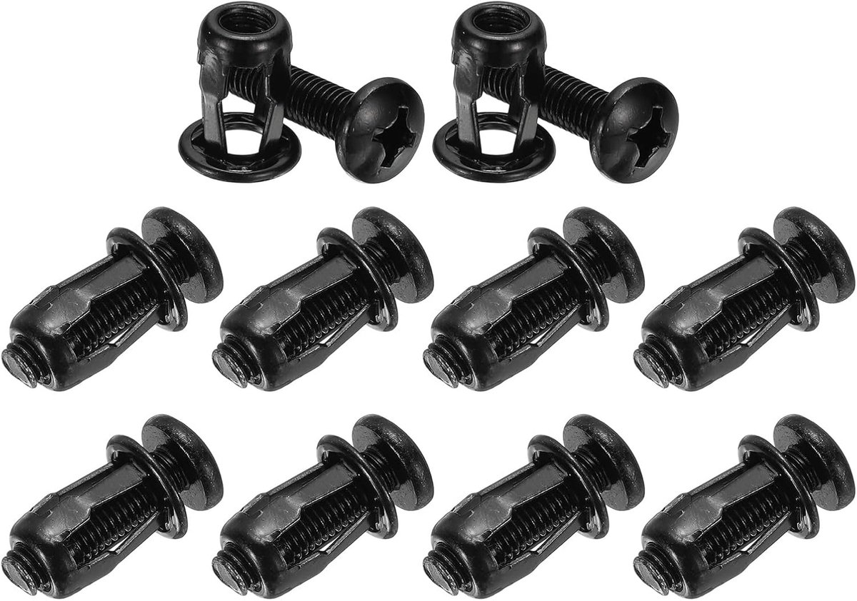 10-pack M8 x 21 holle deurankerset, bloemblaadjesmoeren uitbreidingsschroef krikmoer voor holle wand/aluminium bekleding/stalen buizen/ijzeren platen/kunststof panelen [zwart]