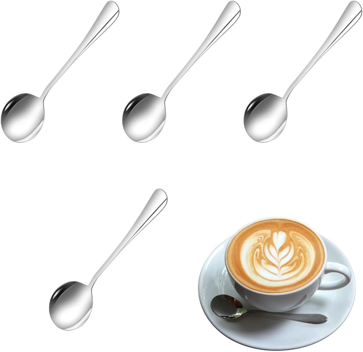 4 x roestvrijstalen espresso-koffielepels, 11,5 cm mini-lepels, kleine theelepels, licht bestek, demitasse lepels