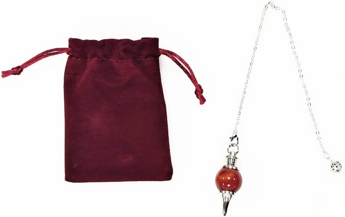 Edelsteen-slinger van kristal, bolvormig, vintage, voor radiesthesie, chakra-slinger Reiki, waarzeggerij, meditatie Wicca (rode agaat)