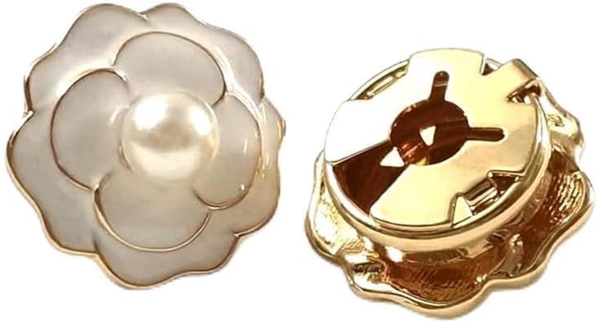 Knopen, hemd, bloemen, broches, knoop, onzichtbare accessoires voor overhemd, broches, met parels, kledingspelden, elegante decoratie voor kraag, manchetten, cardigan (wit)