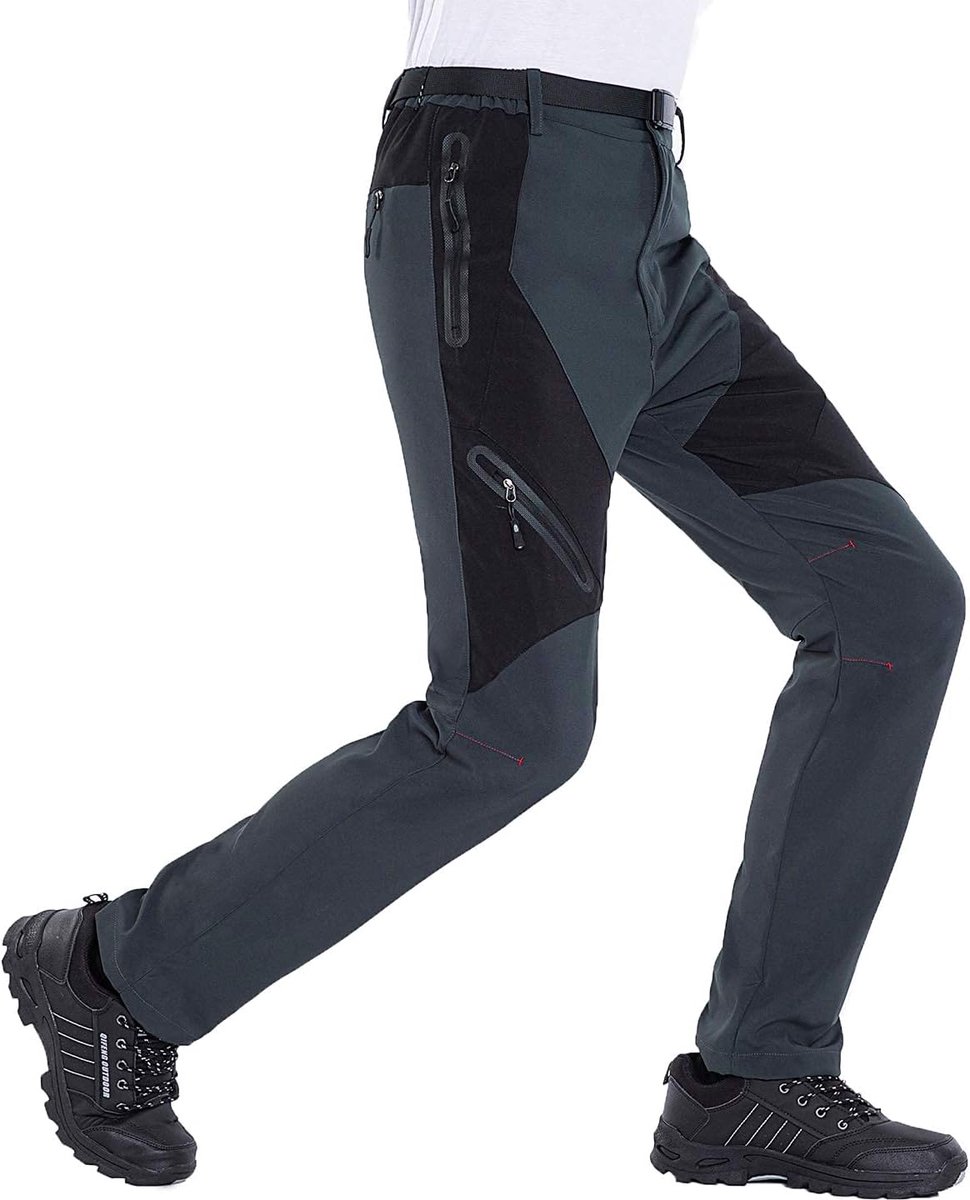 Softshell Lichtgewicht Wandelbroek Outdoor Stretch Sneldrogende Wandelbroek met Ritszakken - - XXL