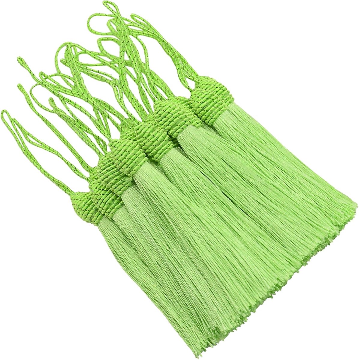 20pcs 15.5cm Zijdeachtige Handgemaakte Bladwijzer Kwasten voor DIY Craft-Lichtgroen