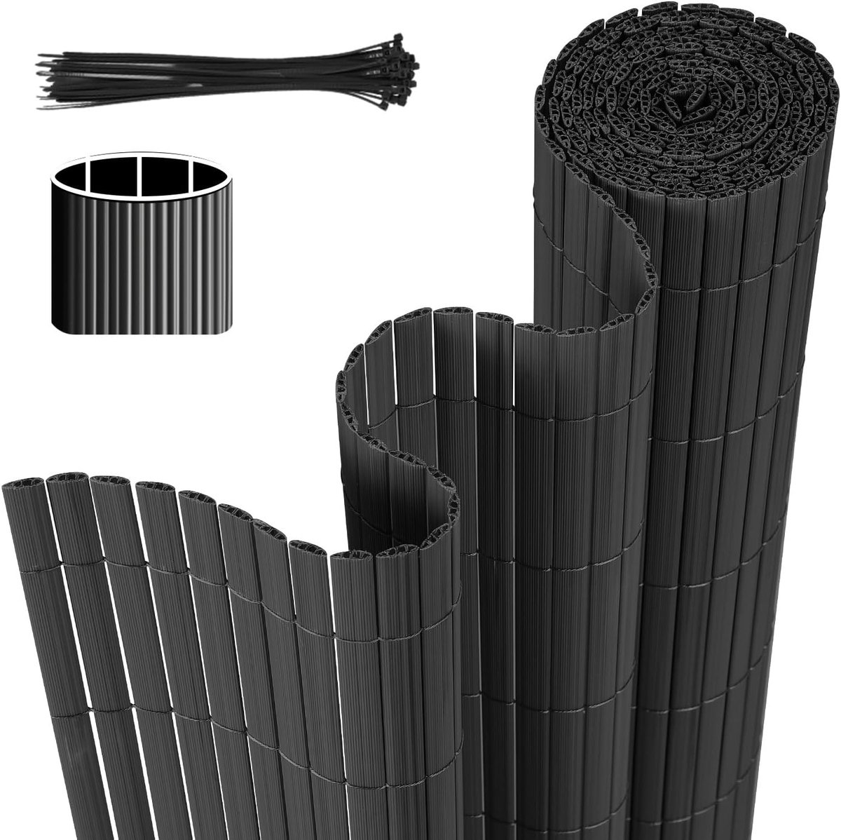 Inkijkwerende mat, 90 x 1000 cm, inkijkbescherming, drievoudige versteviging, balkon, inkijkbescherming met kabelbinders, windscherm, weerbestendig, uv-bestendig, zonder boren, voor balkon
