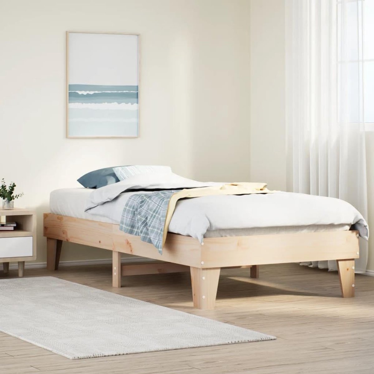 Grenenhout lattenbodem slaapkamer 100x200 cm naturel