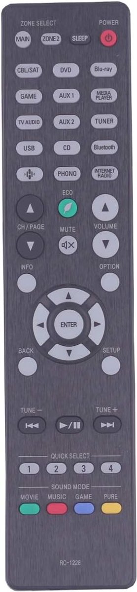 Afstandsbediening RC1228 voor DENON AVR-S750H S650H S950H X3500H S730H X2300W X1500H S920W S930H S740H X1400H X2200W S940H X2400H X2500H 2600 uur