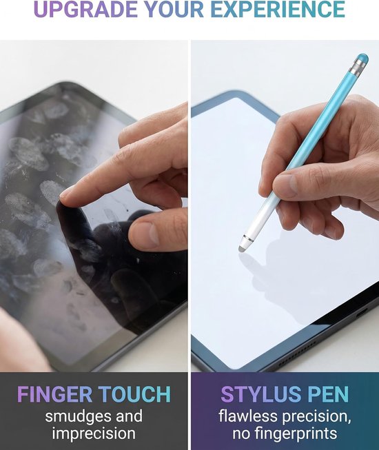 Stylus voor touchscreens met rubberen punten, 2-in-1 pen voor tablet/telefoon/besturingssysteem/besturingssysteem, universele pen en stylus voor hoge precisie — afbeelding 3