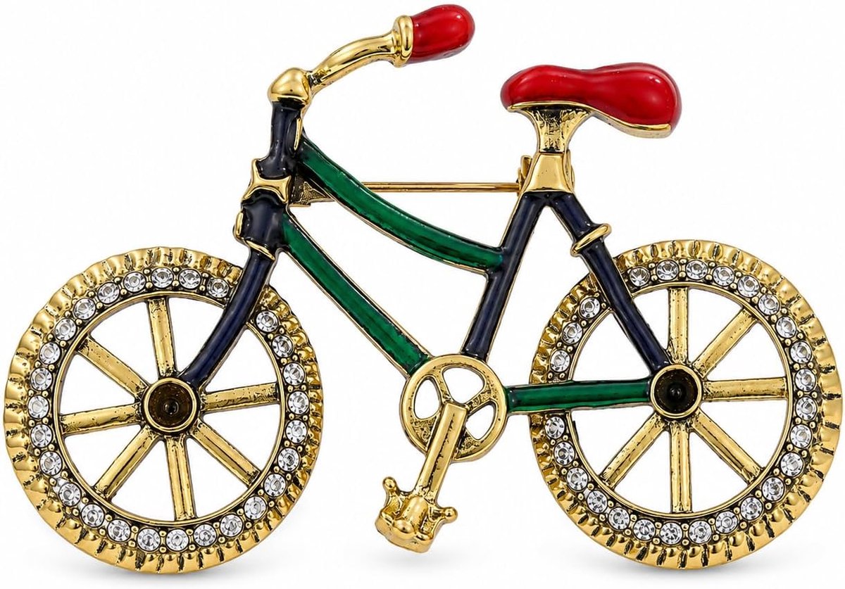 Antieke Zinklegering Emaille Fiets Broche Vintage Kristal Wiel Spelden Sieraden Tassen Pakken Jassen