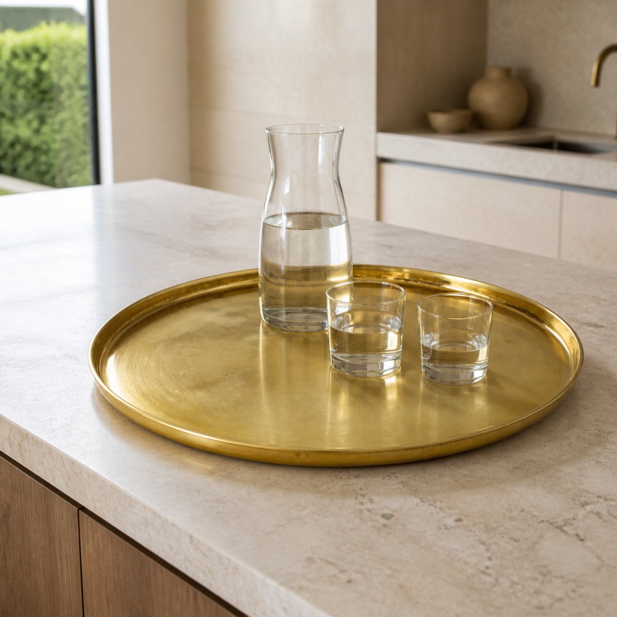 Hoppa! - Dienblad - Rond XL - Goud - 58 x 58 x 3 (B x D x H)