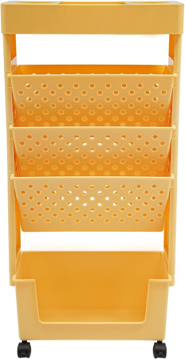 Boekenkast, 5 verdiepingen, beweegbaar opbergrek met wielen, afneembare boekenkast, boekenorganizer, boekenorganizer voor gebruik, leerboeken, documenten, kopjes, pennen in huis, studie, enz. (oranje)