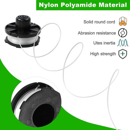 Spoelen reservespoel voor accu trimmer grastrimmer DUR181 DUR181Z DUR181RF 195858-1 vervangende autofeed spoel lijn (8,3 m/27 ft, Ø 1,6 mm met spoelafdekking) — afbeelding 4
