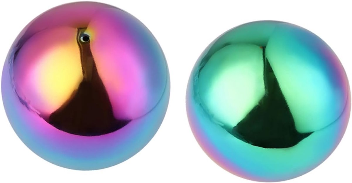 2 Stuks Rvs Holle Spiegelbol Regenboogkleurige Tuindecoratie Glanzende Spiegelballen