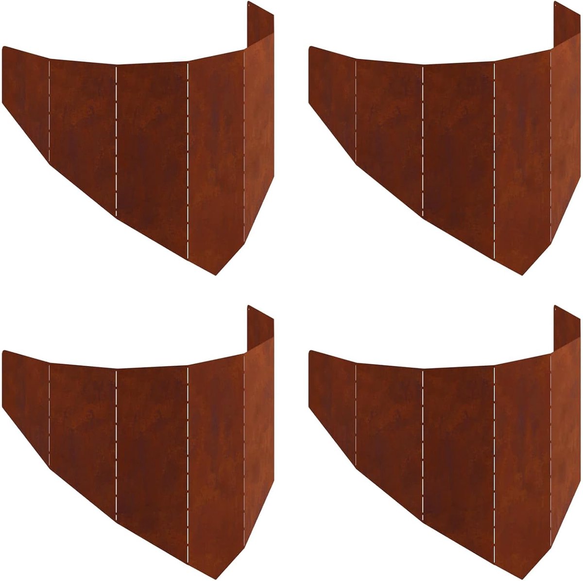 Gazonrand 4 stuks 100 x 45 cm staal roestig, perkrand gazonrand gazonbegrenzing voor verhoogd bloembed 8008902
