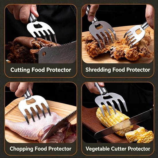 2 stuks vleesklauwen Pulled Pork roestvrij staal BBQ berenklauwen — afbeelding 2