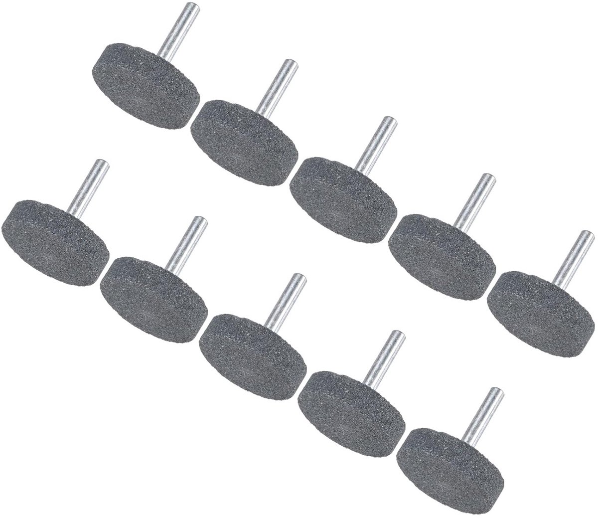 METERXITY 10 stuks gemonteerde schuurschijven, 1/4 inch (6 mm) schacht van aluminiumoxide voor roterend gereedschap, diameter 1,57 inch (40 mm) korrel 80 puntig [grijs]