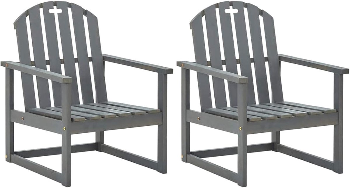 Tuinstoelen, 2 stuks, grijs, acaciahout, robuust, tuinmeubelset, tuinbank, zitcomfort, tuinmeubelen, buiten, voor balkon, terras, terras