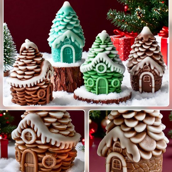 Vormen, kaarsen Kerstmis, dennenappelhuis, kaarsvormen om zelf te gieten, kerstkaarsen zelf maken, kaarsgietvormen met lonten en knutselgereedschap voor kerstdecoraties — afbeelding 3