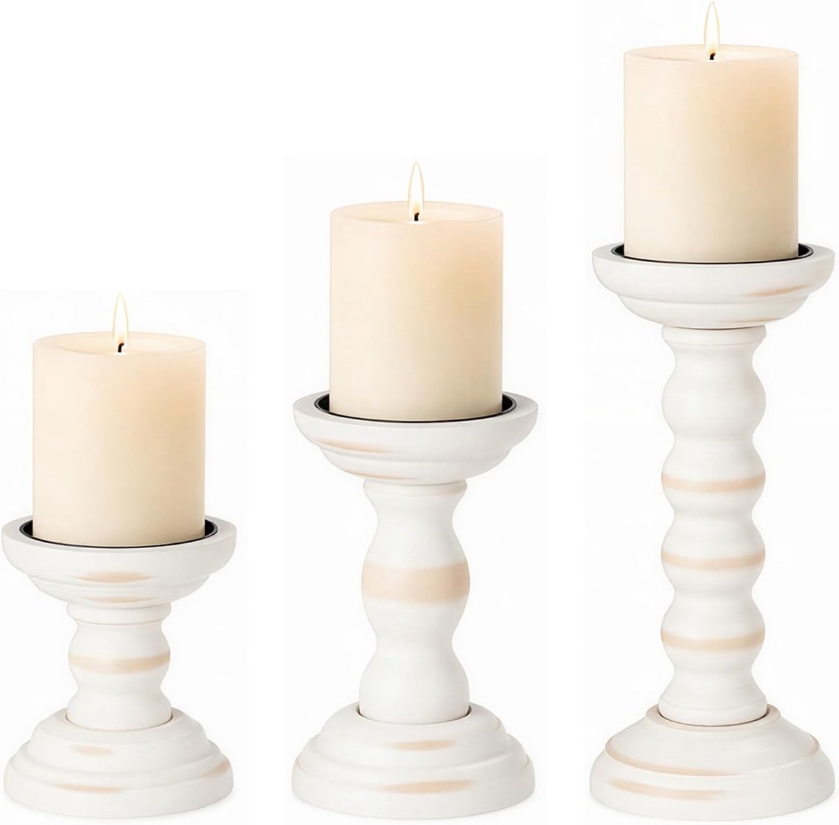Hout 3-delige set, diameter 3 inch, hoogte 10, 15, 21 cm