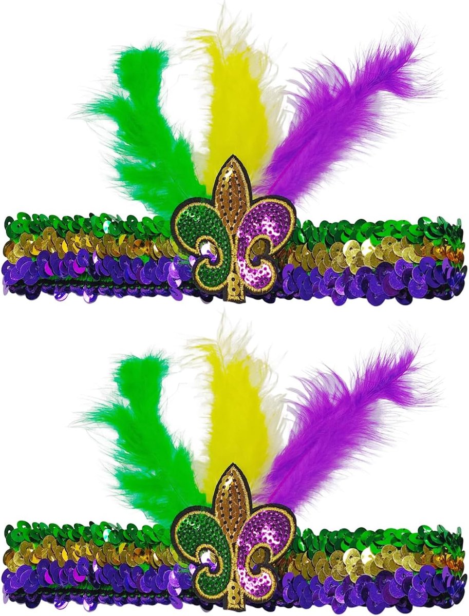 2 Stuks Pailletten Veer Hoofdband, Creatieve Kleurrijke Hoofdtooi, Gepersonaliseerde Mode, Interessante Haar Accessoires, Unisex, King Accessoires.