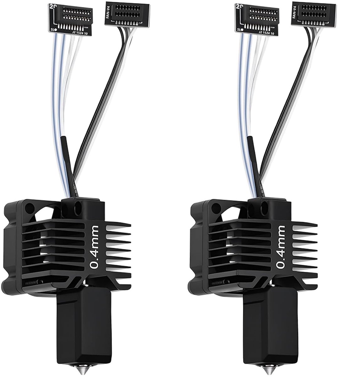 2 stuks 0,4 mm P1S P1P hotend complete set, volledig gemonteerde hotend printkop van gehard staal met keramisch verwarmingselement, thermistor, hotend vervanging voor Bambu Lab P1 serie 3D-printer