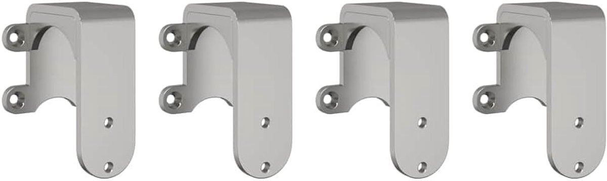 Bypass-houders voor ronde rails, 4 stuks roestvrijstalen set