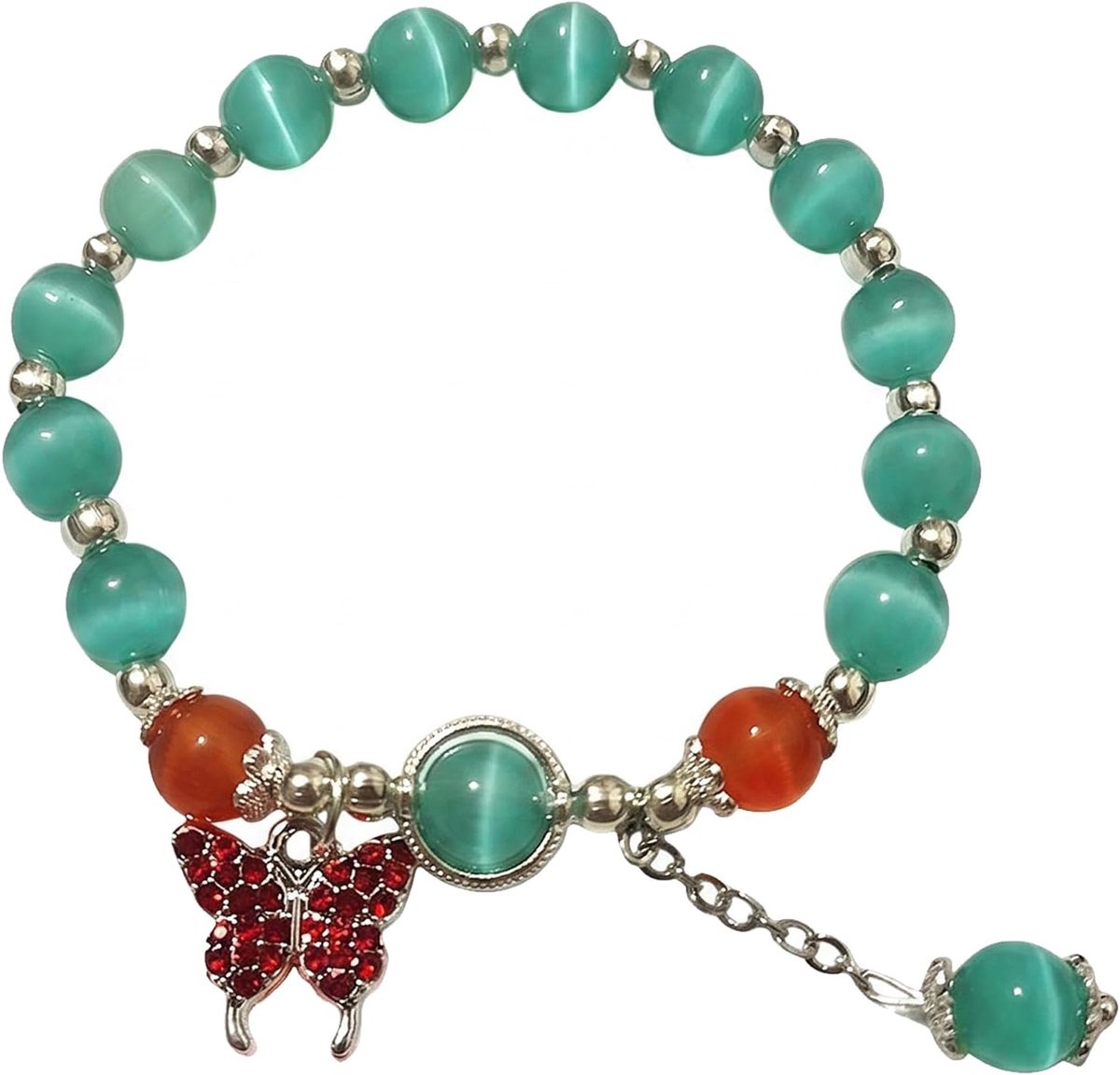 Armband met vlinderhanger, kattenoog steen armband voor fans, Kpop Merch sieraden, cadeau voor meisjes, elegante vriendschapsarmband, Kpop fanartikelaccessoire