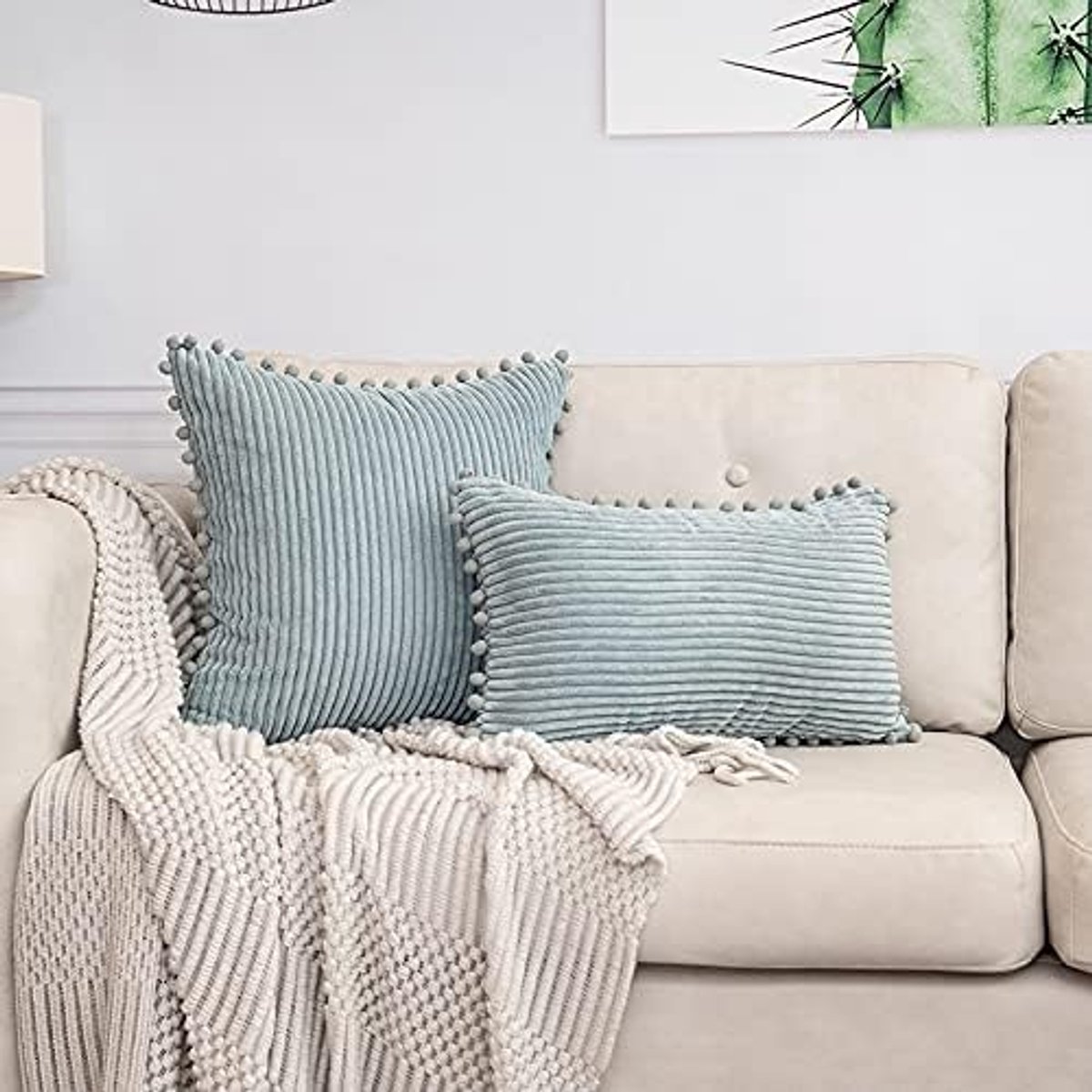 Corduroy Sierkussen Woonkamer Bank Kussen Nachtkastje Rugleuning Rugleuning Kantoor Lendenkussen-blue||45 * 45cm